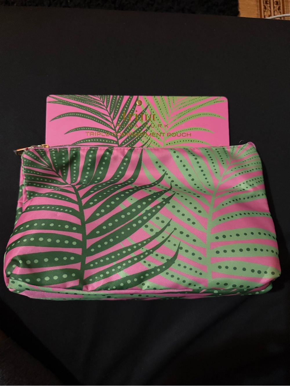 Trina Turk Triple compartment cosmetic pouch